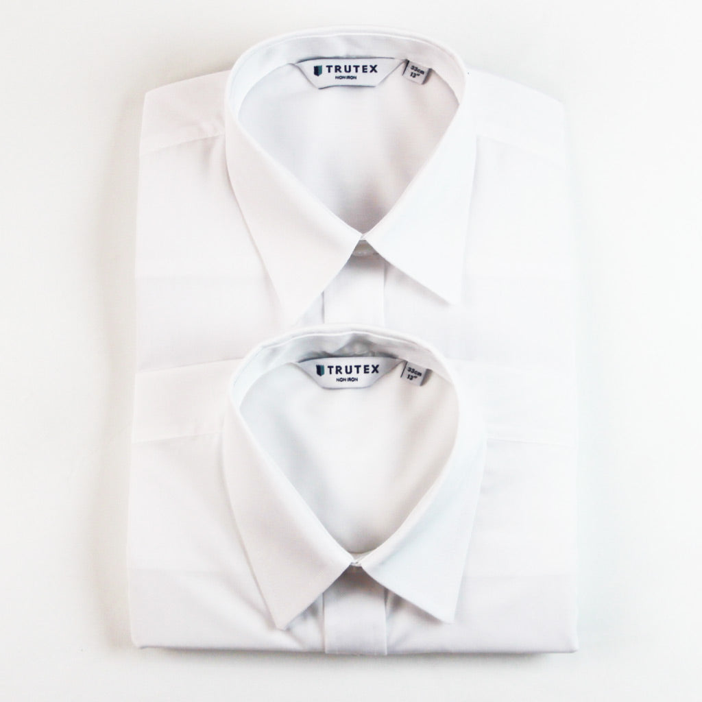 Trutex White Non Iron Boys Long Sleeve Shirt Twin Pack