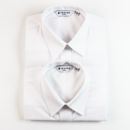 Trutex White Non Iron Boys Long Sleeve Shirt Twin Pack