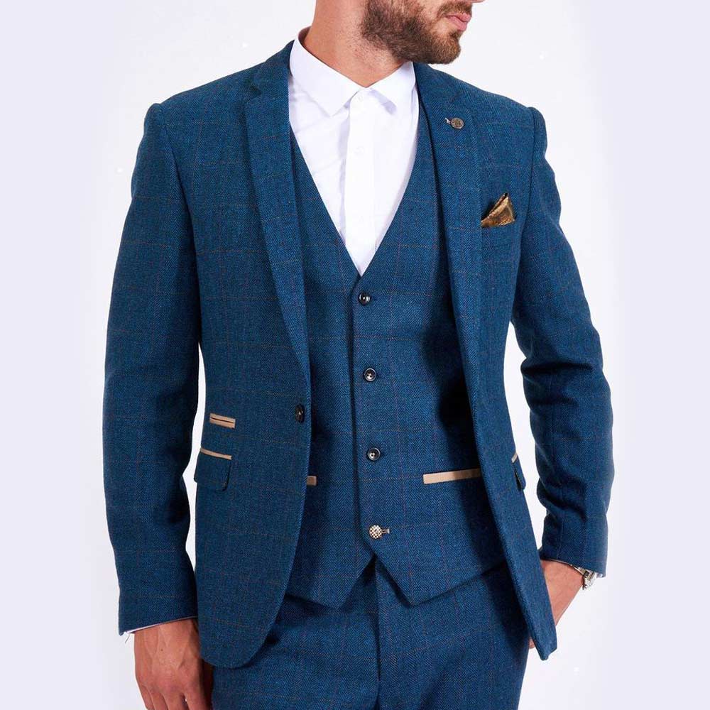 Marc Darcy Dion Blue Tweed Check Jacket