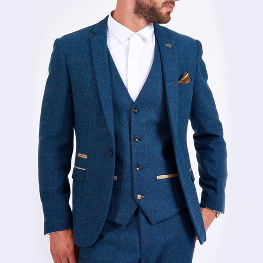 Marc Darcy Dion Blue Tweed Check Jacket
