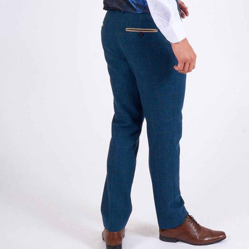 Marc Darcy Dion Blue Tweed Check Trouser