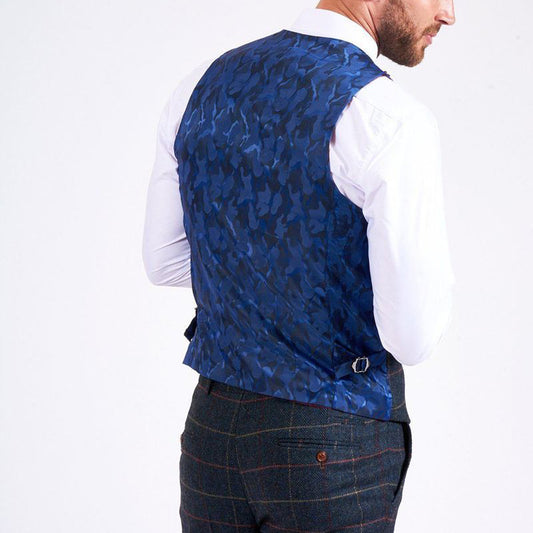 Marc Darcy Eton Navy Blue Tweed Waistcoat