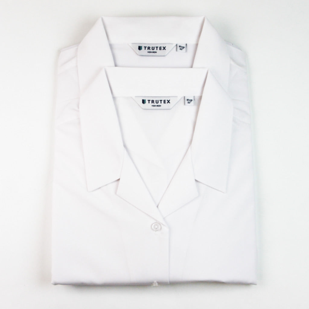 Trutex White Non Iron Girls Rever Collar Long Sleeve Blouse Twin Pack