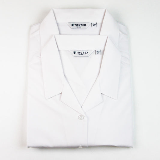 Trutex White Non Iron Girls Rever Collar Long Sleeve Blouse Twin Pack