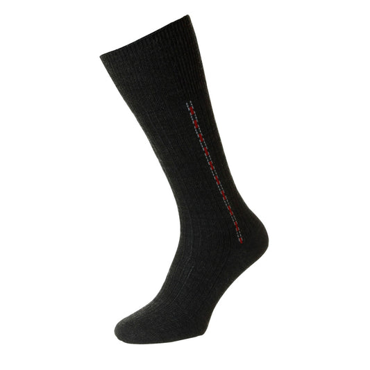 HJ Hall HJ44 Fancy Panel Charcoal Half Hose Classic Sock