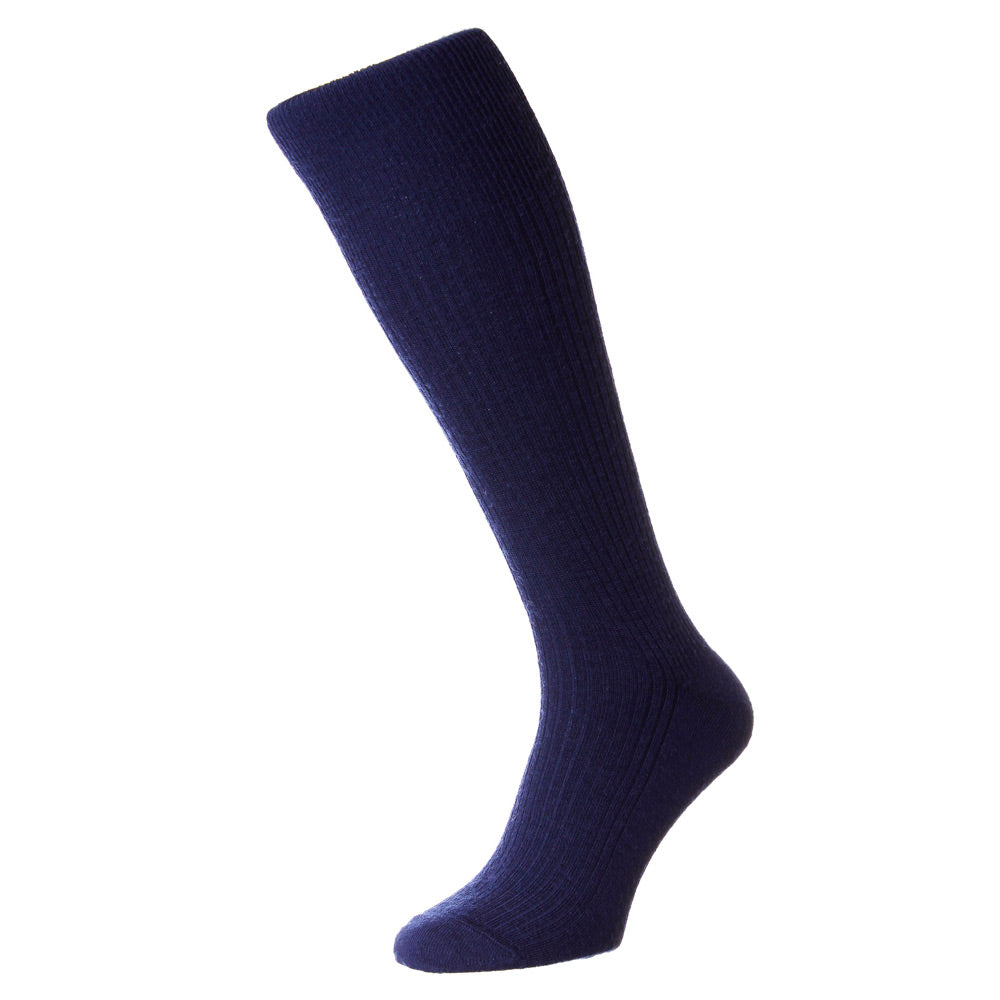 HJ Hall HJ75 Immaculate Half Hose Navy Wool Rich Sock