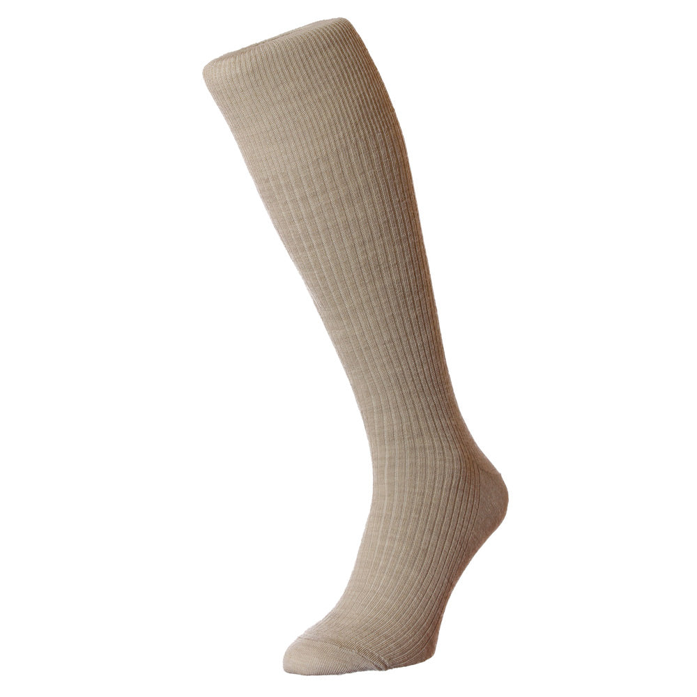 HJ Hall HJ75 Immaculate Half Hose Oatmeal Wool Rich Sock