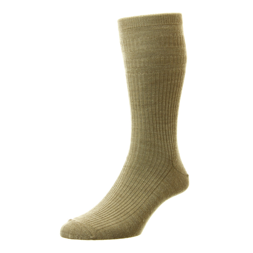 HJ Hall HJ90 Plain Taupe Wool Softop Sock