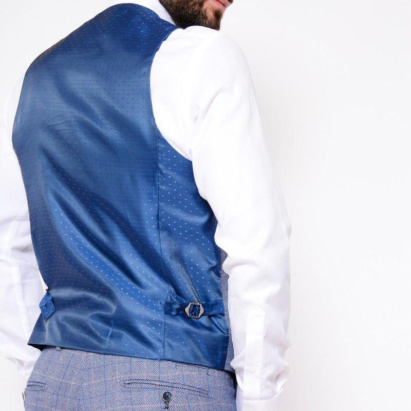 Marc Darcy Harry Blue Tweed Waistcoat