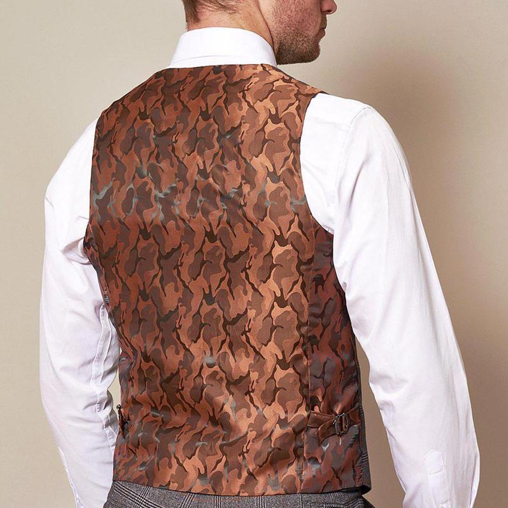 Marc Darcy Jenson Grey Tan Check Waistcoat