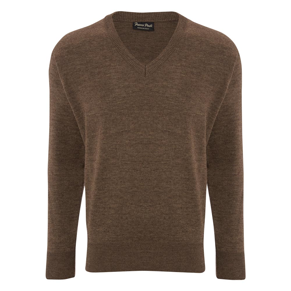 Franco Ponti Brown V-Neck Pullover