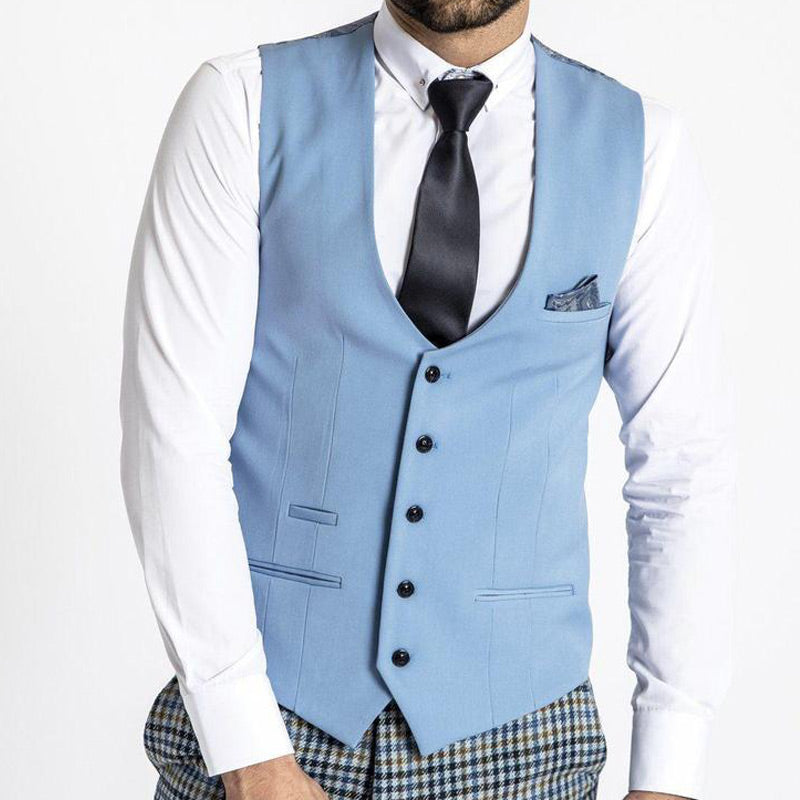 Marc Darcy Kelly Single Breasted Sky Waistcoat