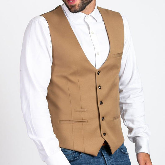 Marc Darcy Kelly Single Breasted Tan Waistcoat