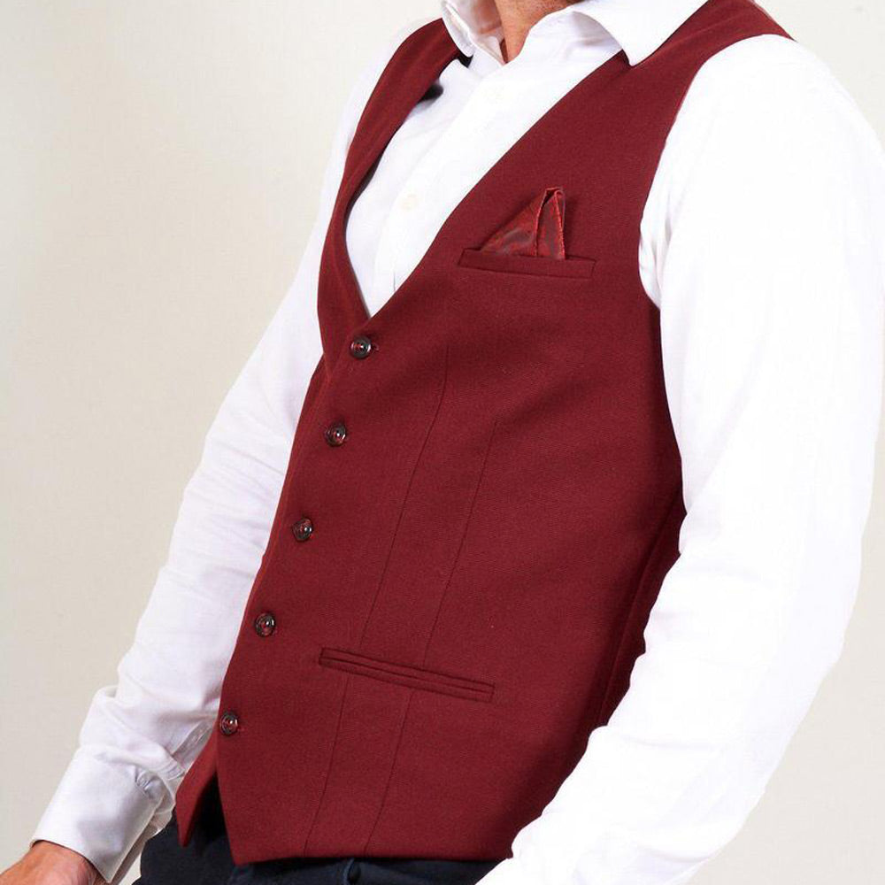 Marc Darcy Kelly Single Breasted Wine Waistcoat