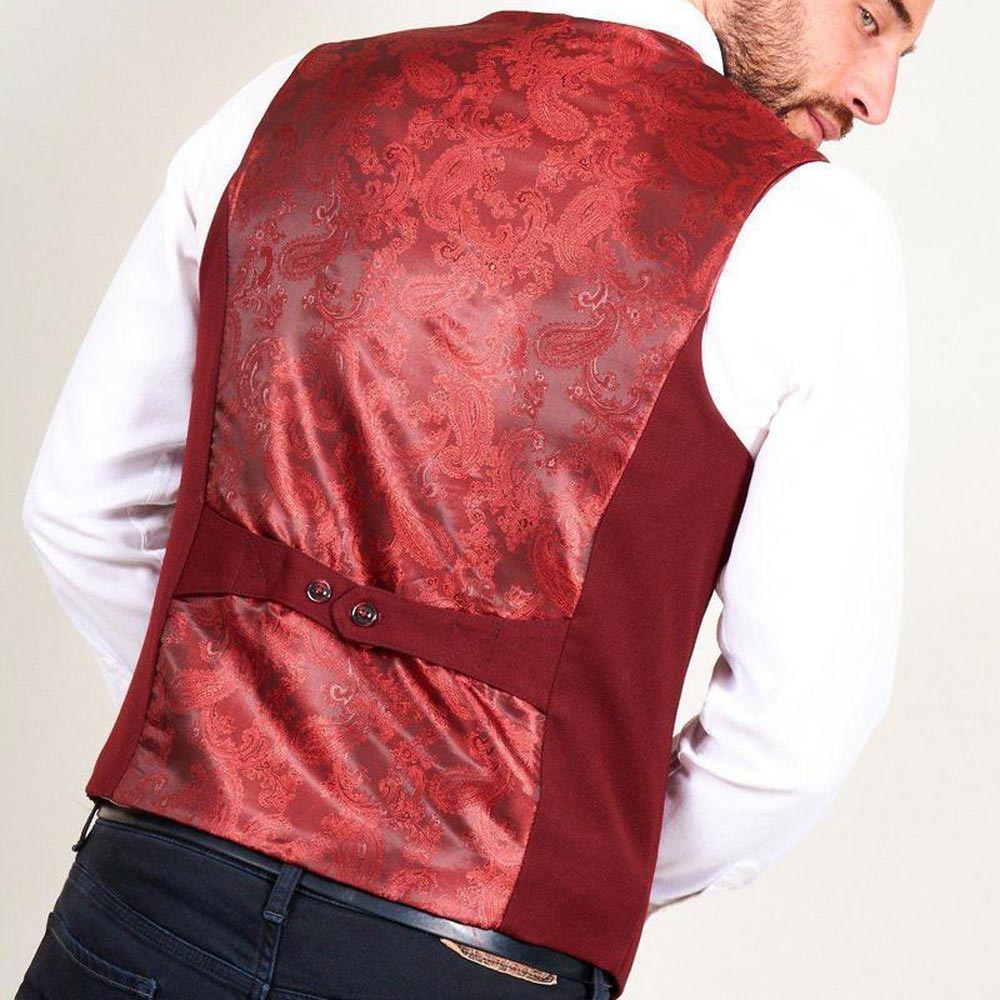 Marc Darcy Kelly Single Breasted Wine Waistcoat