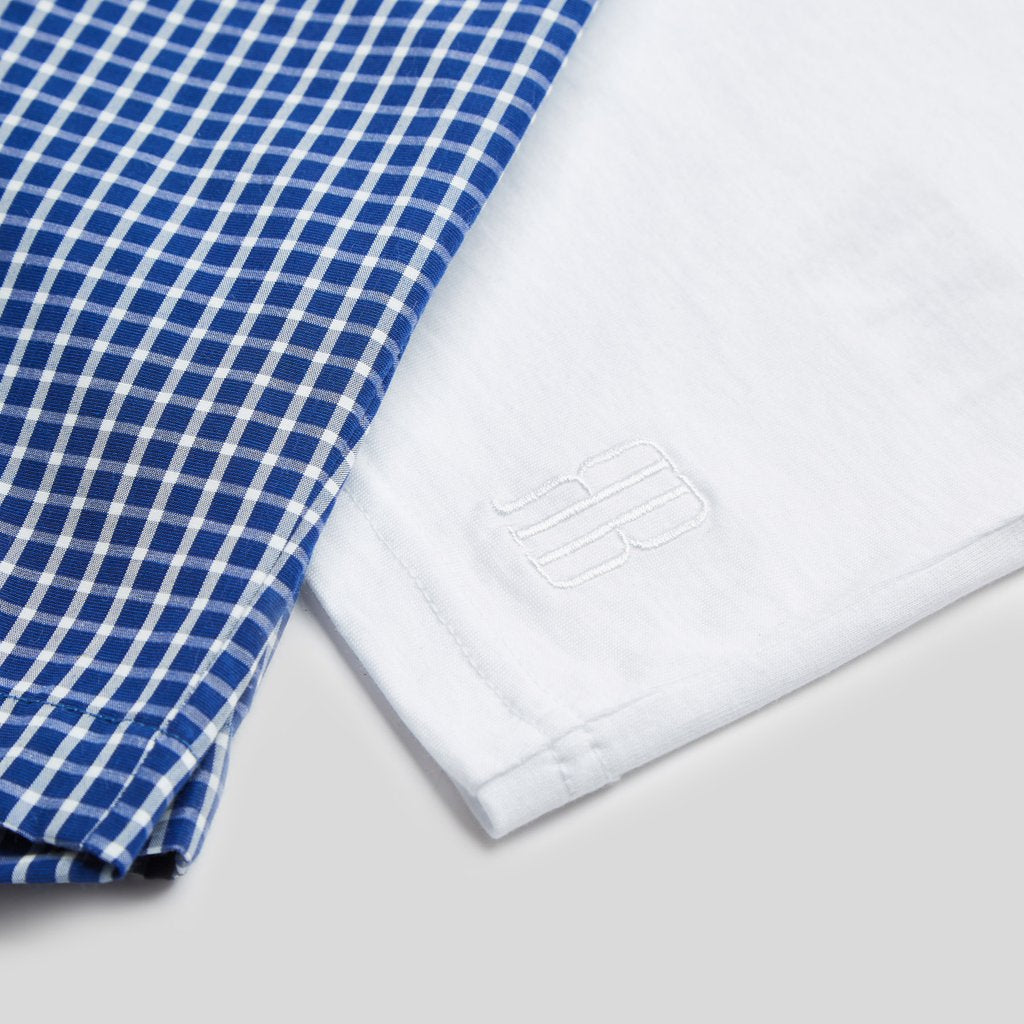 Rael Brook Standard Fit Blue and White Check Loungewear Short Set