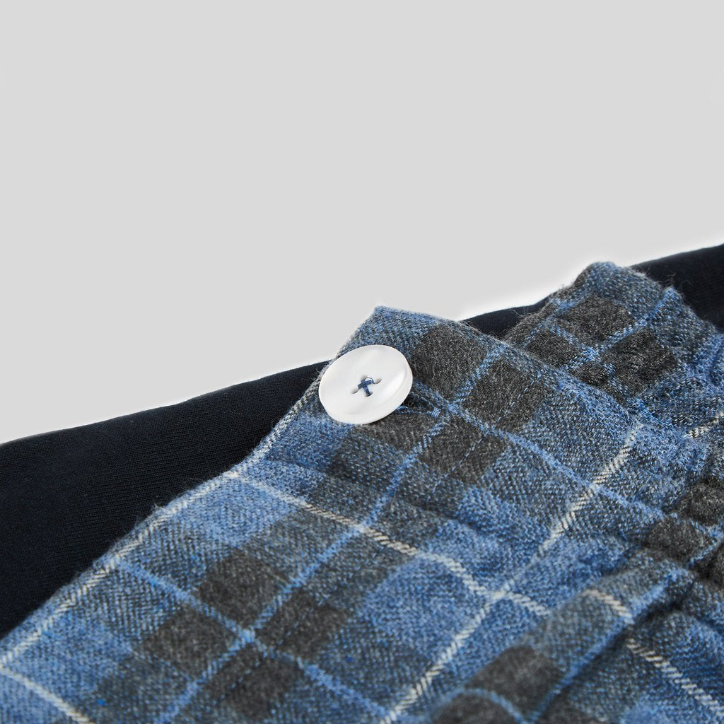 Rael Brook Standard Fit Blue Check Brushed Cotton Loungewear Set