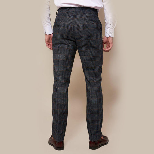 Marc Darcy Luca Navy Trouser Check Tweed