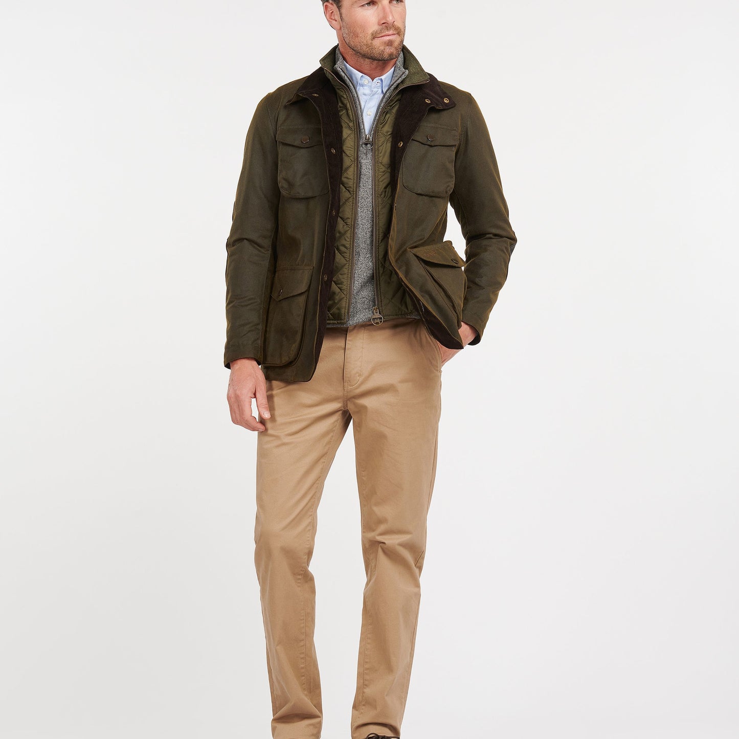 Barbour Ogston Olive Green Wax Jacket