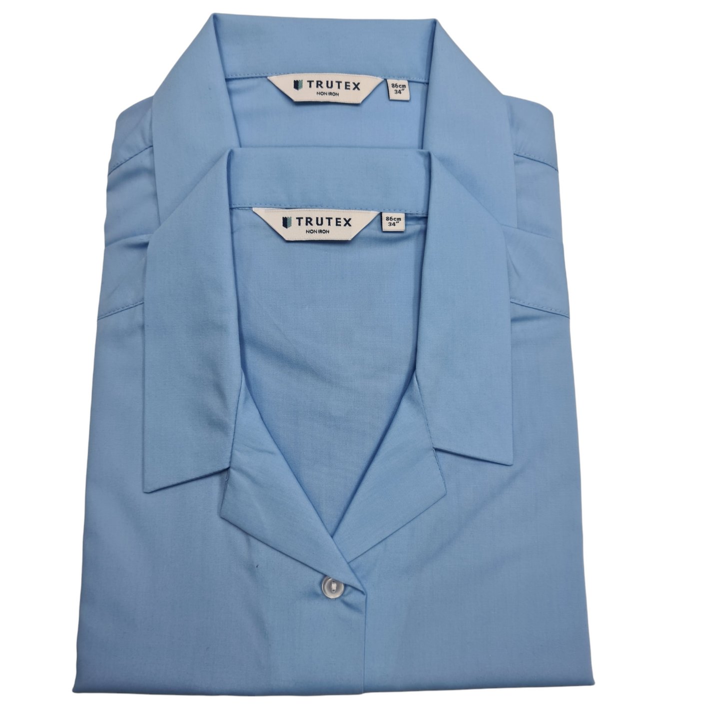 Trutex Blue Non Iron Girls Rever Collar Short Sleeve Twin Pack