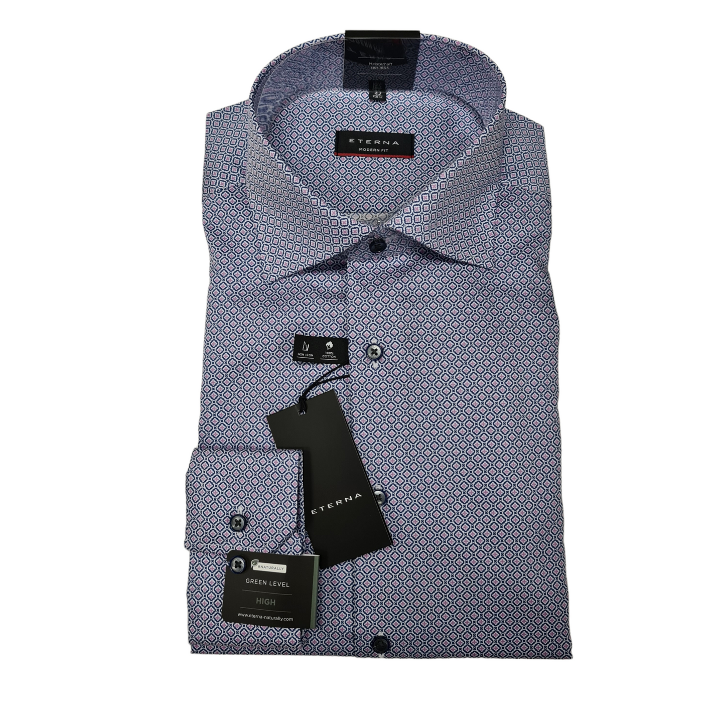 Eterna 4093 16 X18K Blue Modern Fit Dress Shirt