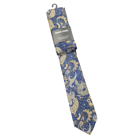 Remus Uomo TP4816 27 Dark Blue Tie & Pocket Square Set