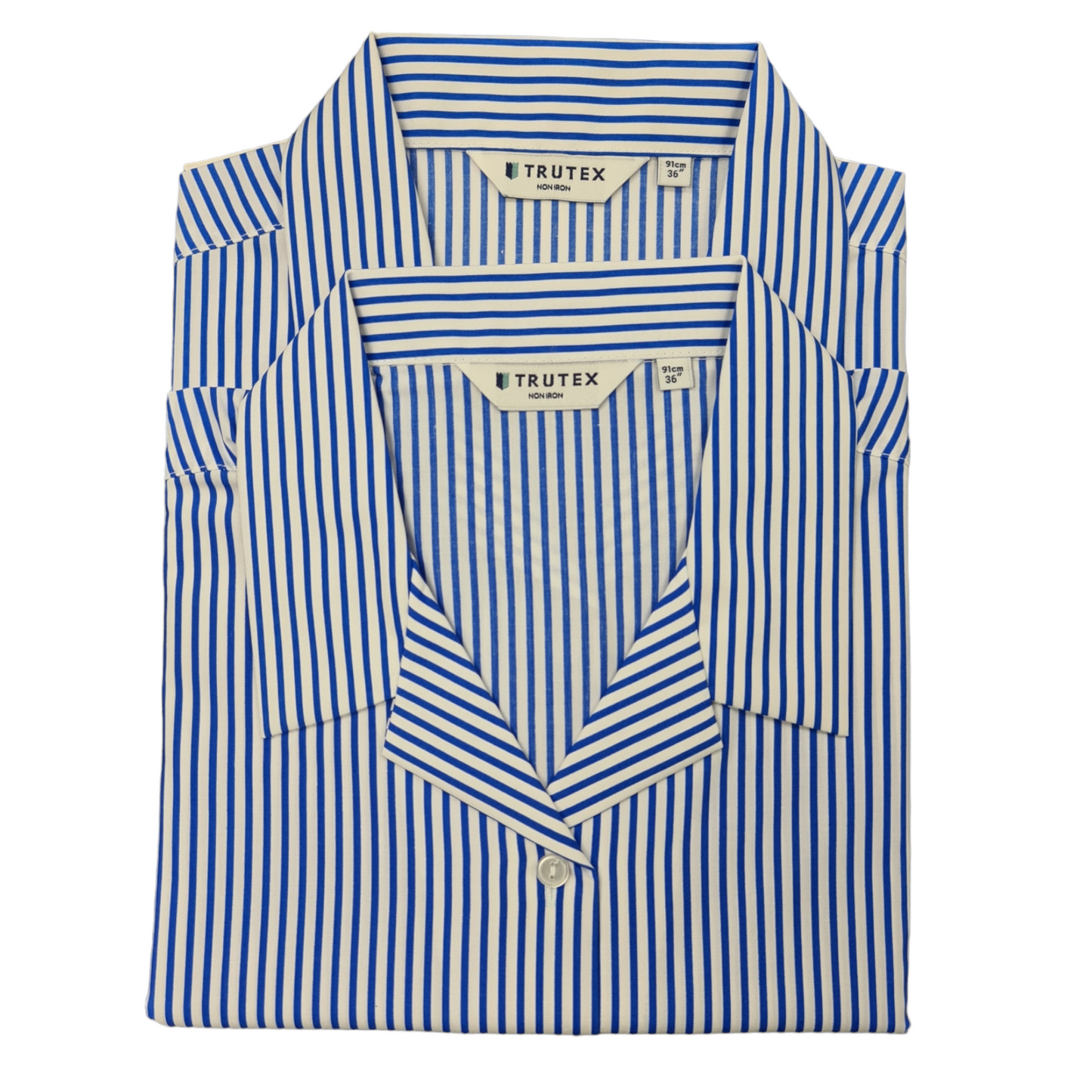 St Louis Grammar School 6th Form 2 Pack Rever Collar White Royal Stripe Short Sleeve Blouses