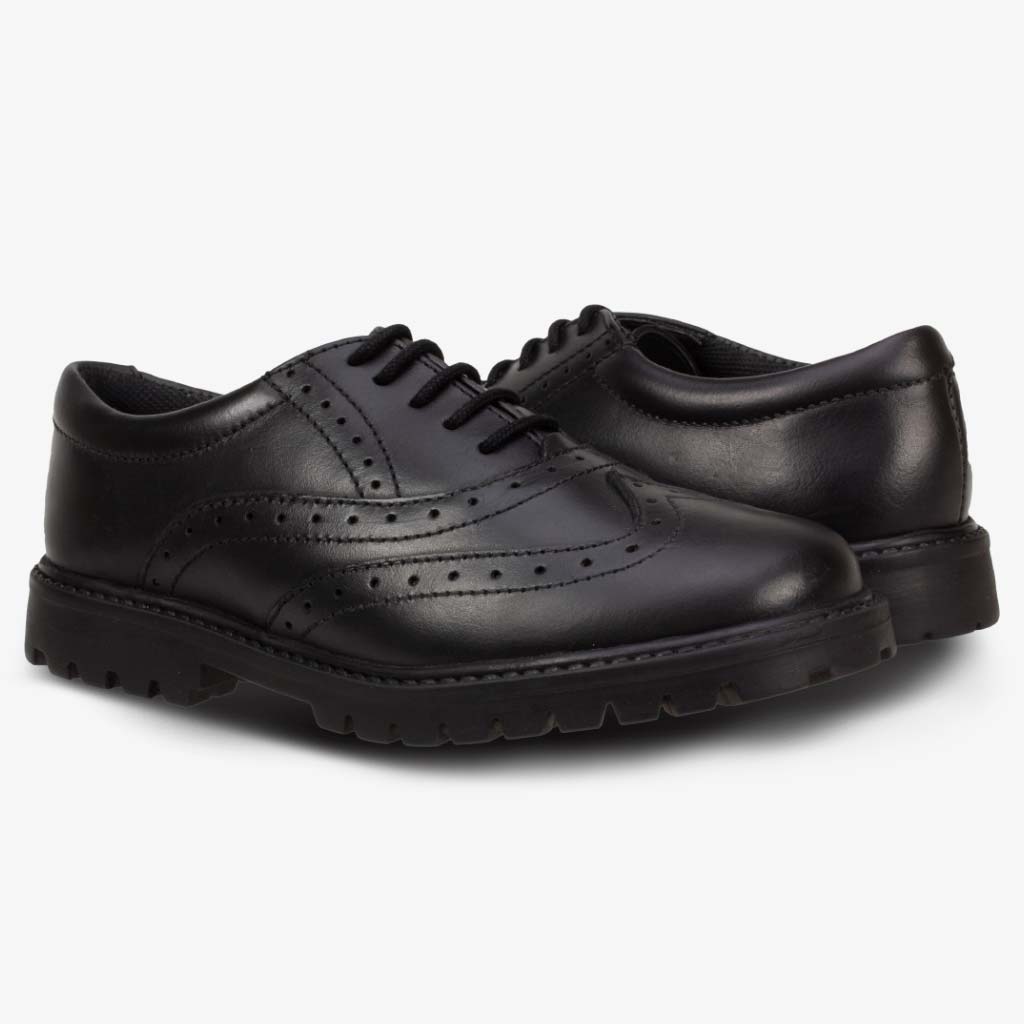 Girls Term Sophia Black Brogue School Shoes