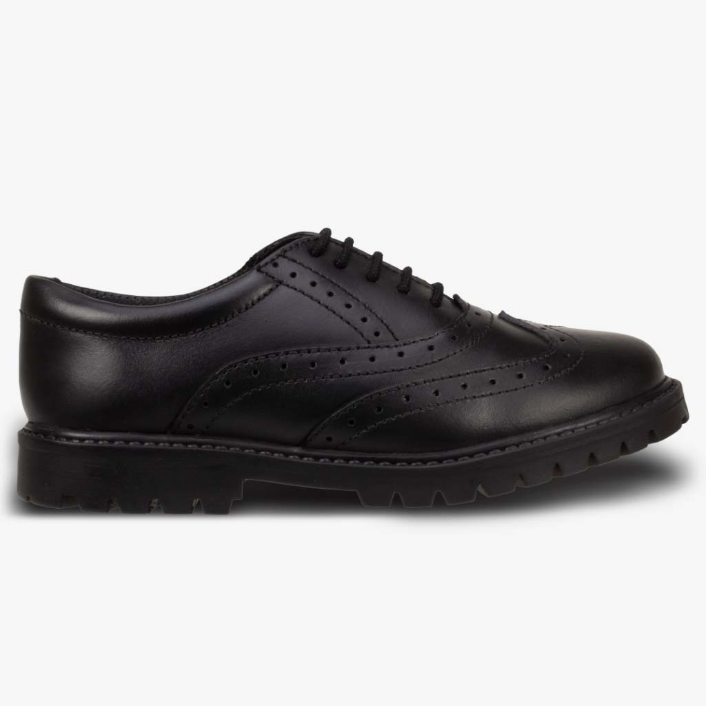 Girls Term Sophia Black Brogue School Shoes