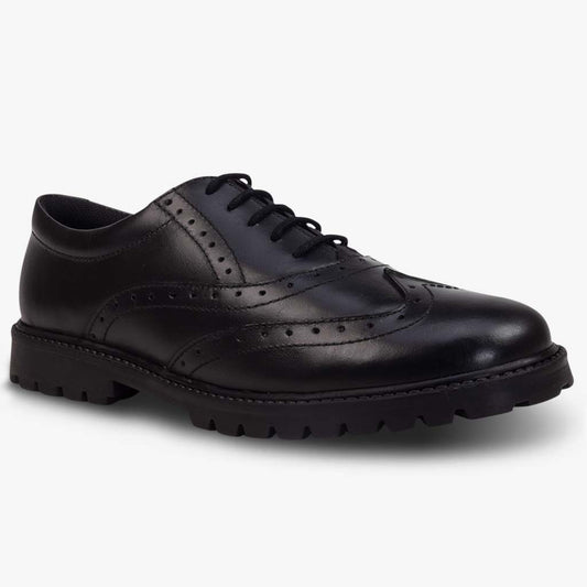 Girls Term Sophia Black Brogue School Shoes