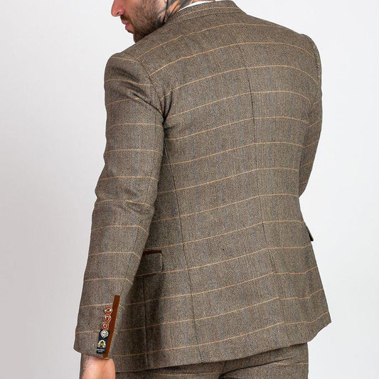 Marc Darcy Ted Tan Check Tweed Jacket