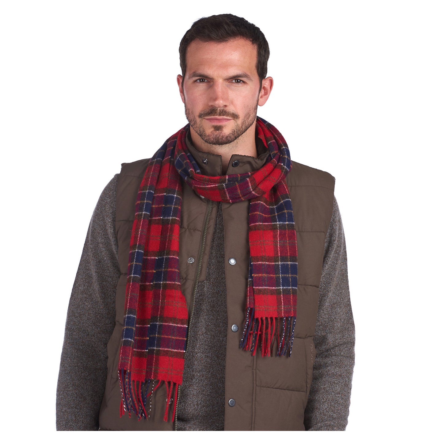Barbour Tartan Lambswool Scarf Red
