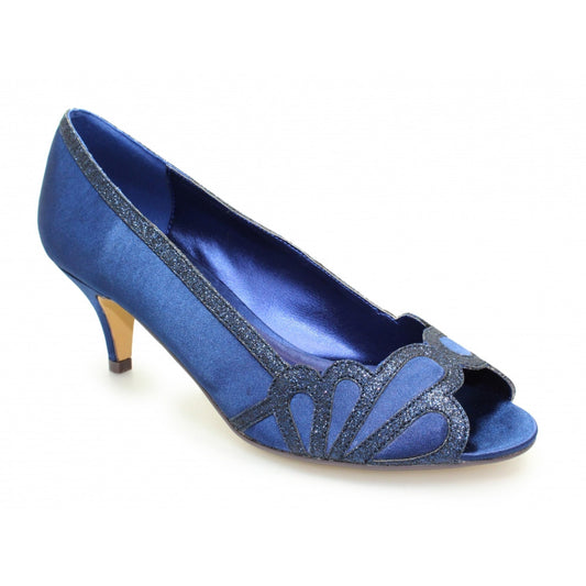 Lunar Dalia Navy Kitten Heel Shoes