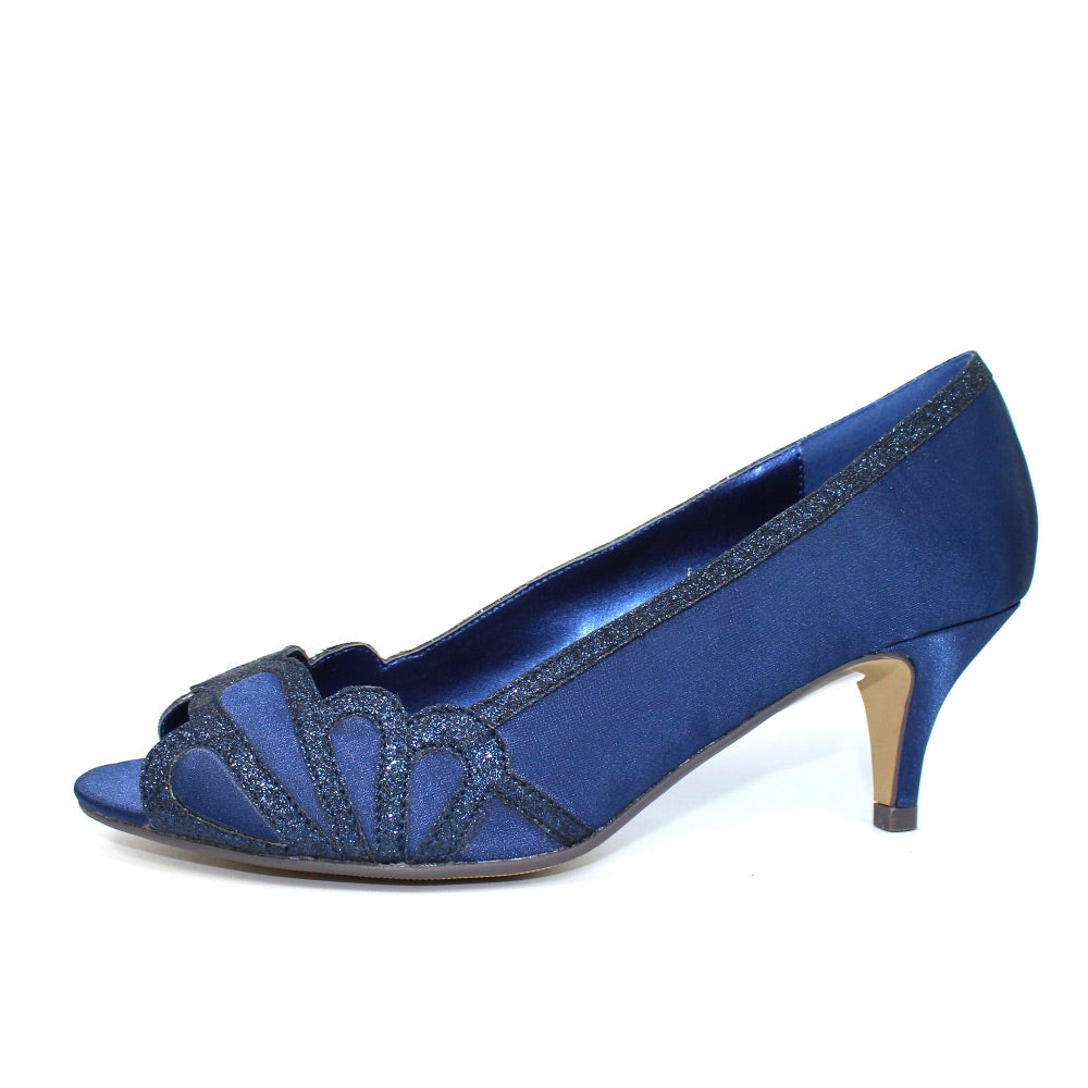 Lunar Dalia Navy Kitten Heel Shoes