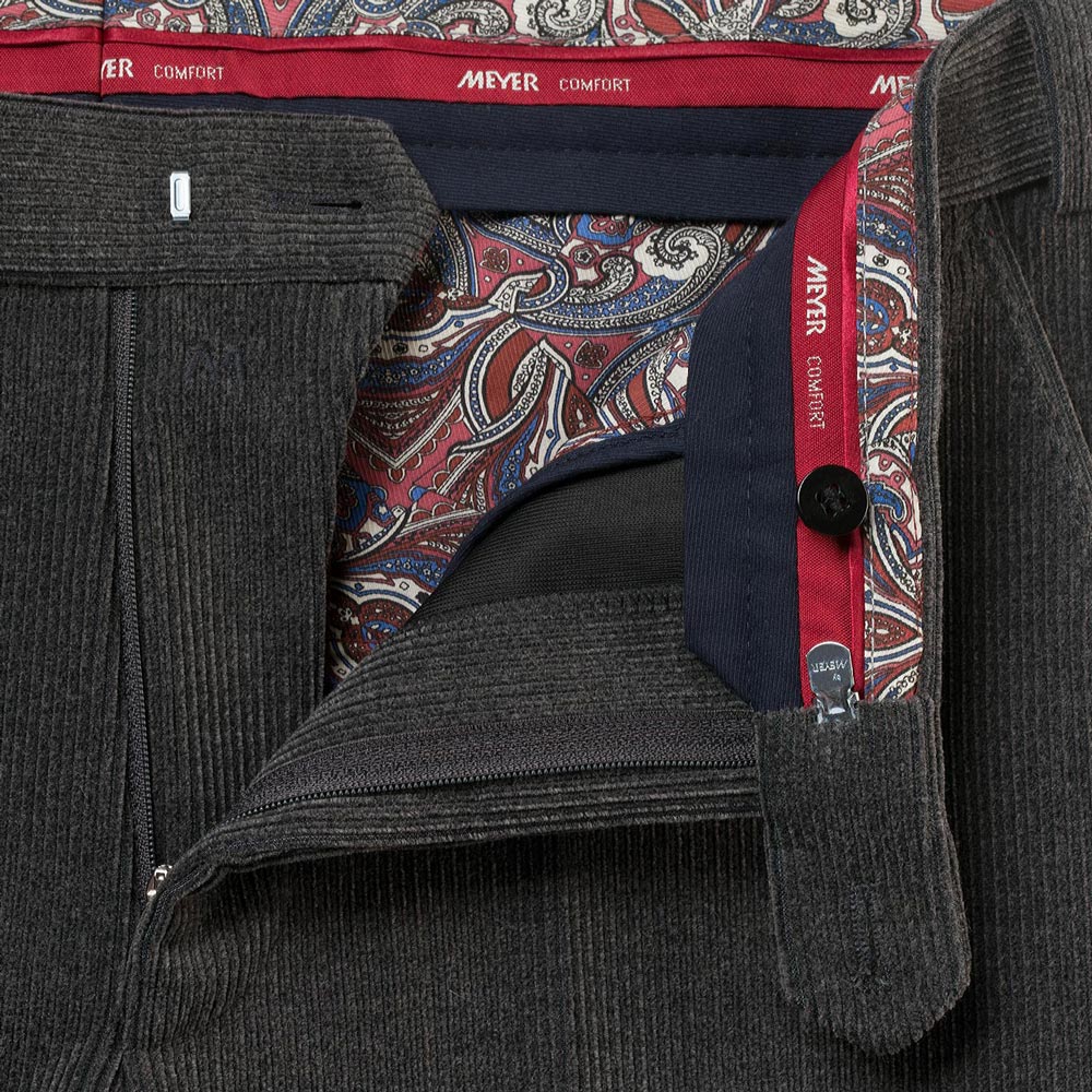 Meyer 390 07 Grey Wool Cord Trousers