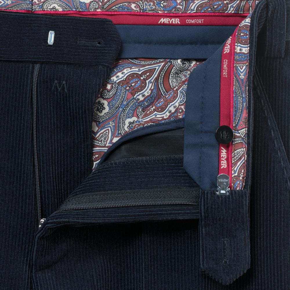Meyer 390 18 Navy Wool Cord Trousers