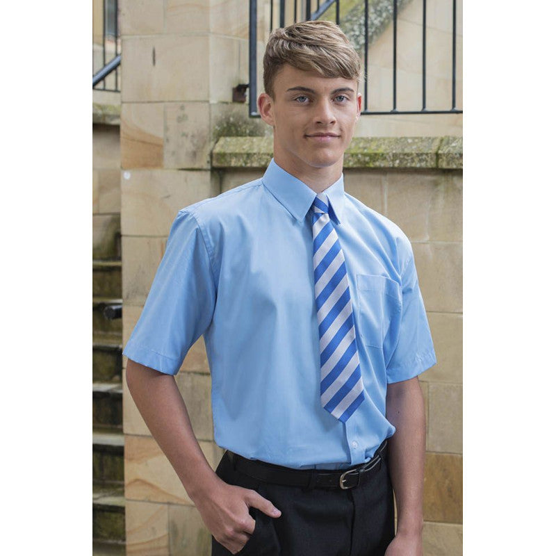 Trutex Blue Non Iron Boys Short Sleeve Shirt Twin Pack