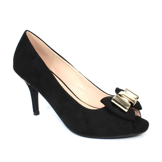 Lunar Pippy Black Peep Toe Heeled Court Shoe