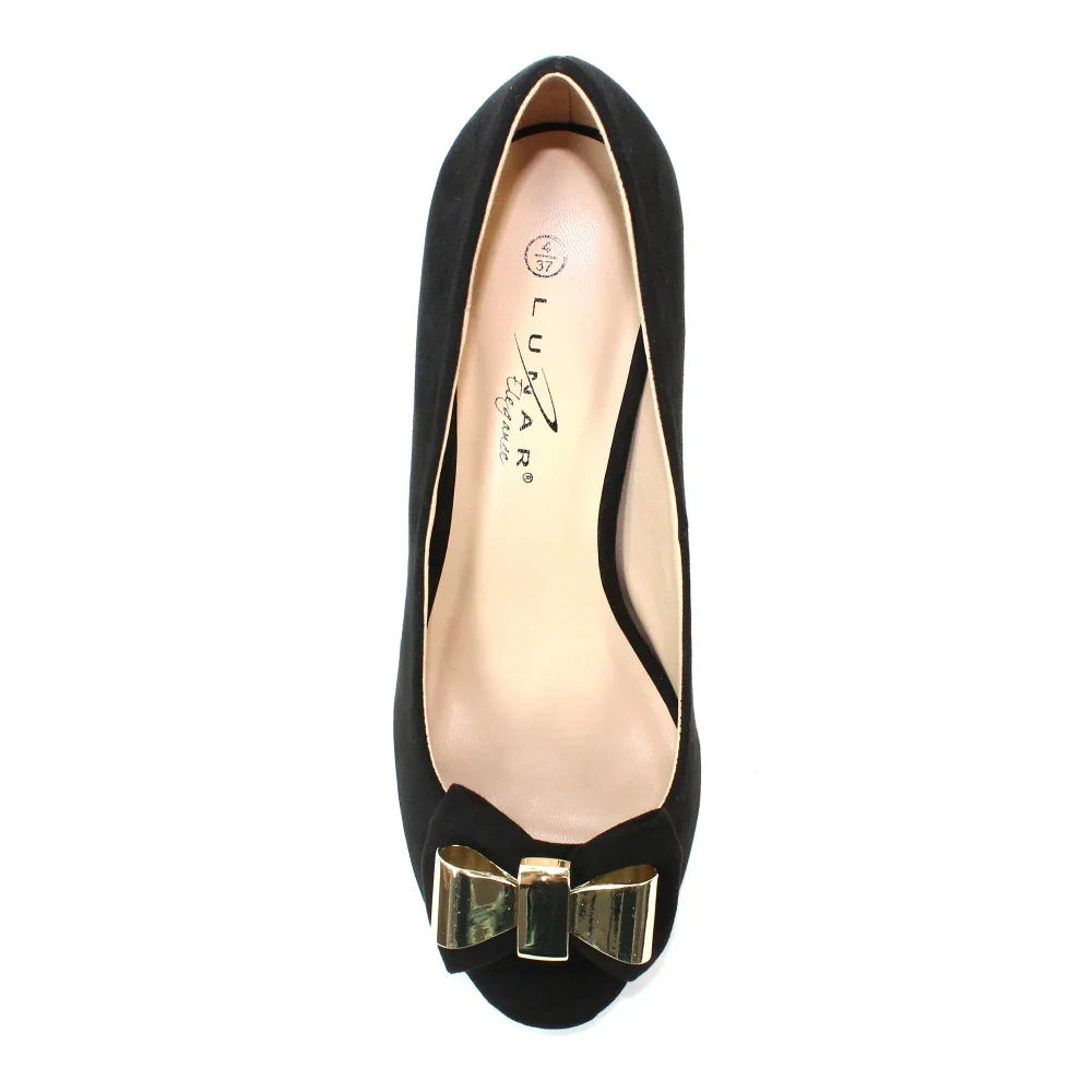Lunar Pippy Black Peep Toe Heeled Court Shoe