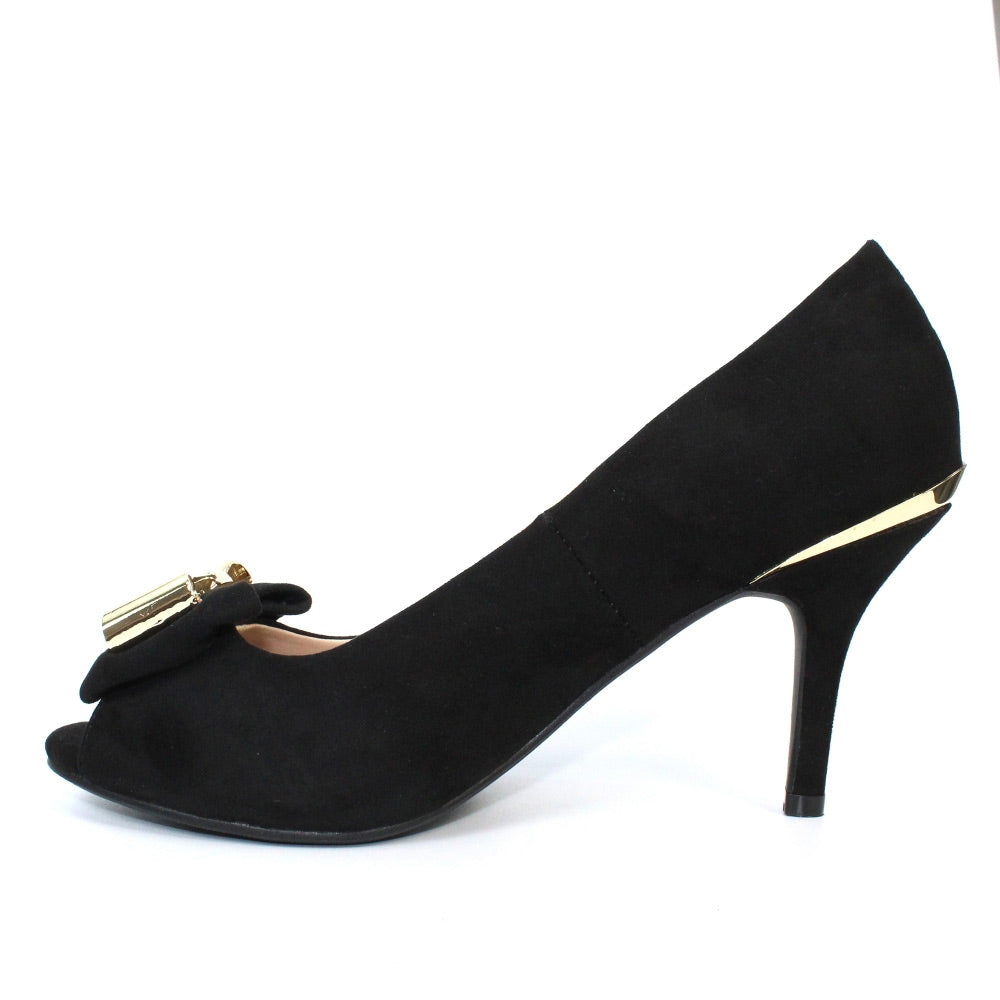 Lunar Pippy Black Peep Toe Heeled Court Shoe