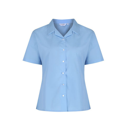 Trutex Blue Non Iron Girls Rever Collar Short Sleeve Twin Pack
