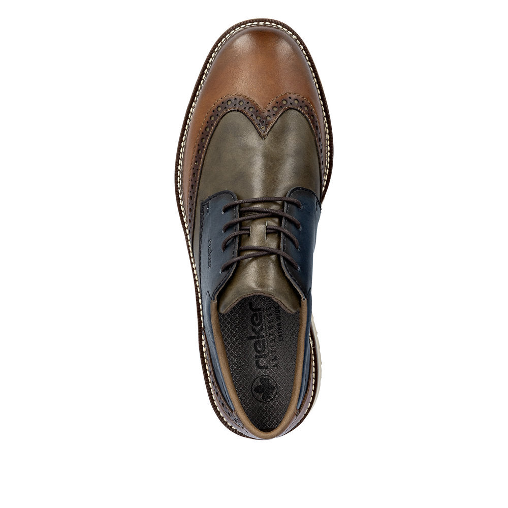 Rieker 04504-90 Tan Green Navy Casual Shoes