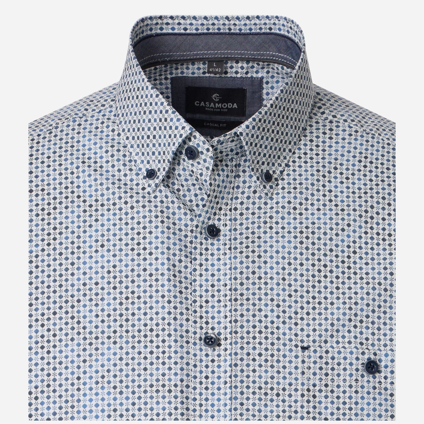 Casa Moda 126131701 100 Blue Short Sleeve Casual Shirt