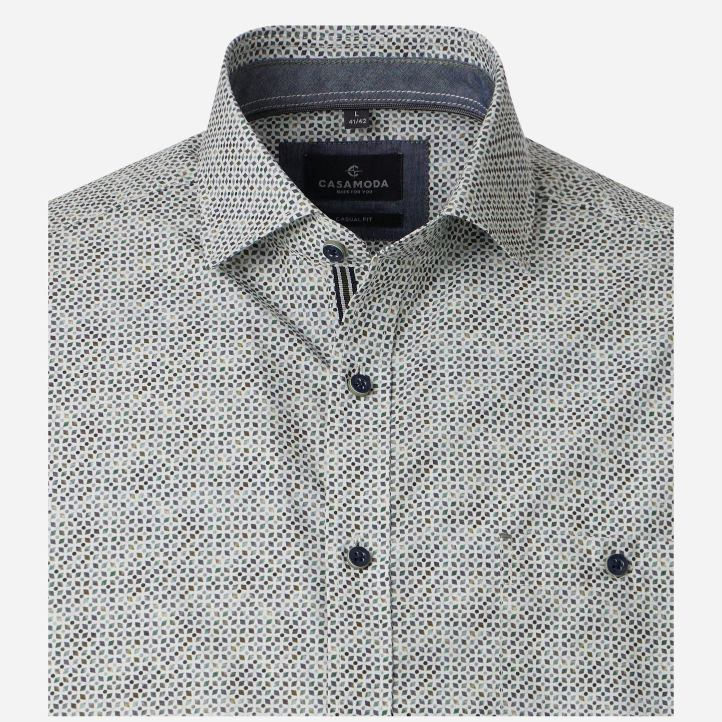 Casa Moda 126131711 300 Green Short Sleeve Casual Shirt