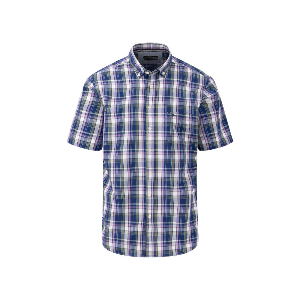 Fynch Hatton 1404 8071 685 Navy Short Sleeve Casual Shirt