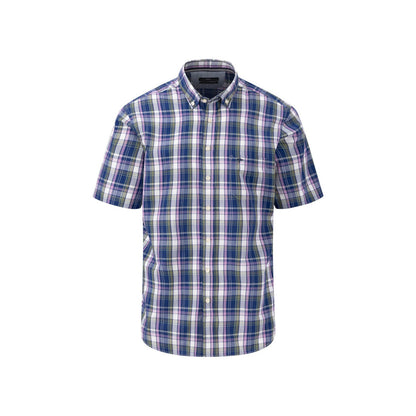 Fynch Hatton 1404 8071 685 Navy Short Sleeve Casual Shirt