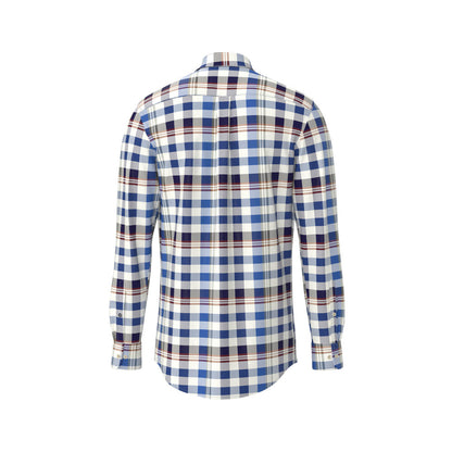 Fynch Hatton 1408 8010 622 Vibrant Blue Modern Check Mix Long Sleeve Casual Shirt