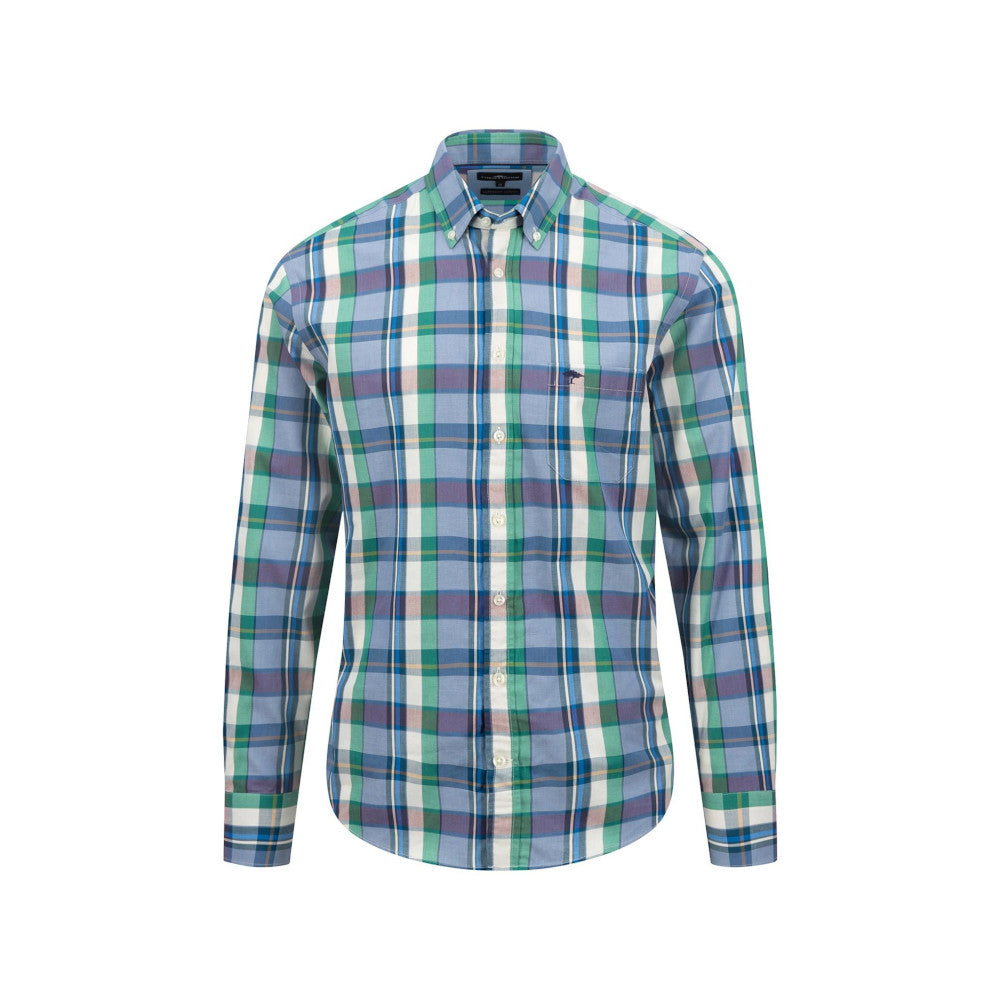 Fynch Hatton 1409 7020 721 Grass Green Colorful Check Long Sleeve Casual Shirt