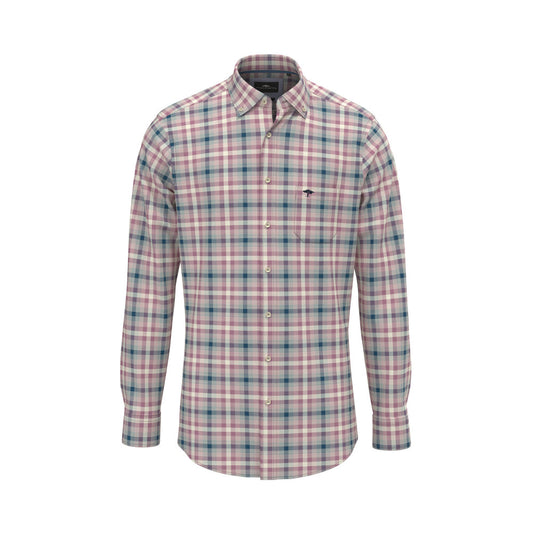 Fynch Hatton 1409 8020 459 Pale Blush Vichy Check Long Sleeve Casual Shirt