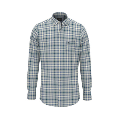 Fynch Hatton 1409 8020 625 Cloud Blue Vichy Check Long Sleeve Casual Shirt